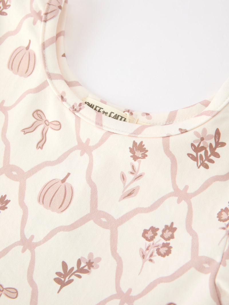Fall Pumpkin Bow Girls Twirl Dress - 9