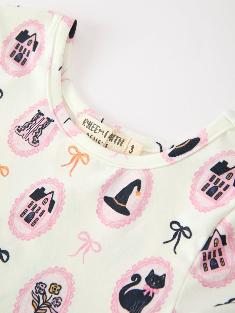 Halloween Vintage Cameo Print Girls Twirl Dress - 3