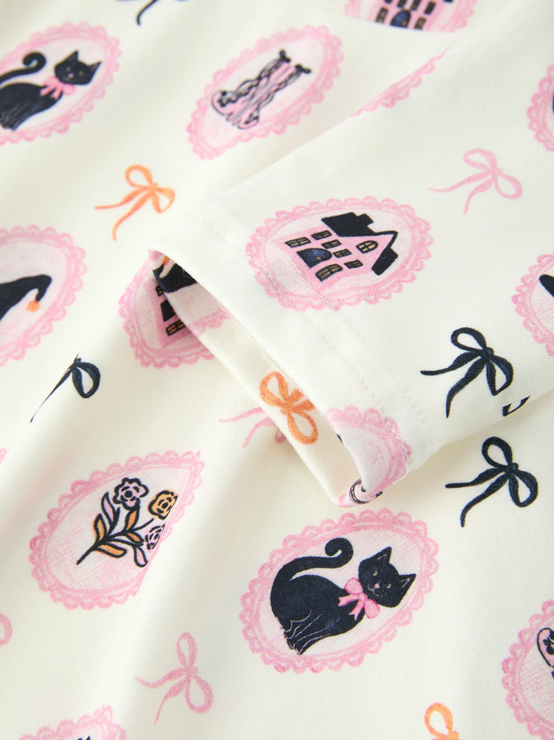 Halloween Vintage Cameo Print Girls Twirl Dress - 4
