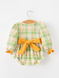 Thanksgiving Turkey Plaid Baby Girl Bubble Romper - 2