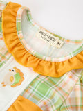 Thanksgiving Turkey Plaid Baby Girl Bubble Romper - 3