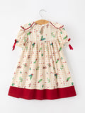 Fall Gingham Girls Dress Ruffle Collar Bow - 2