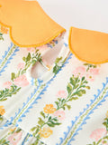 Fall Smocked Floral & Stripe Baby Girl Dress with Scallop Collar - 5