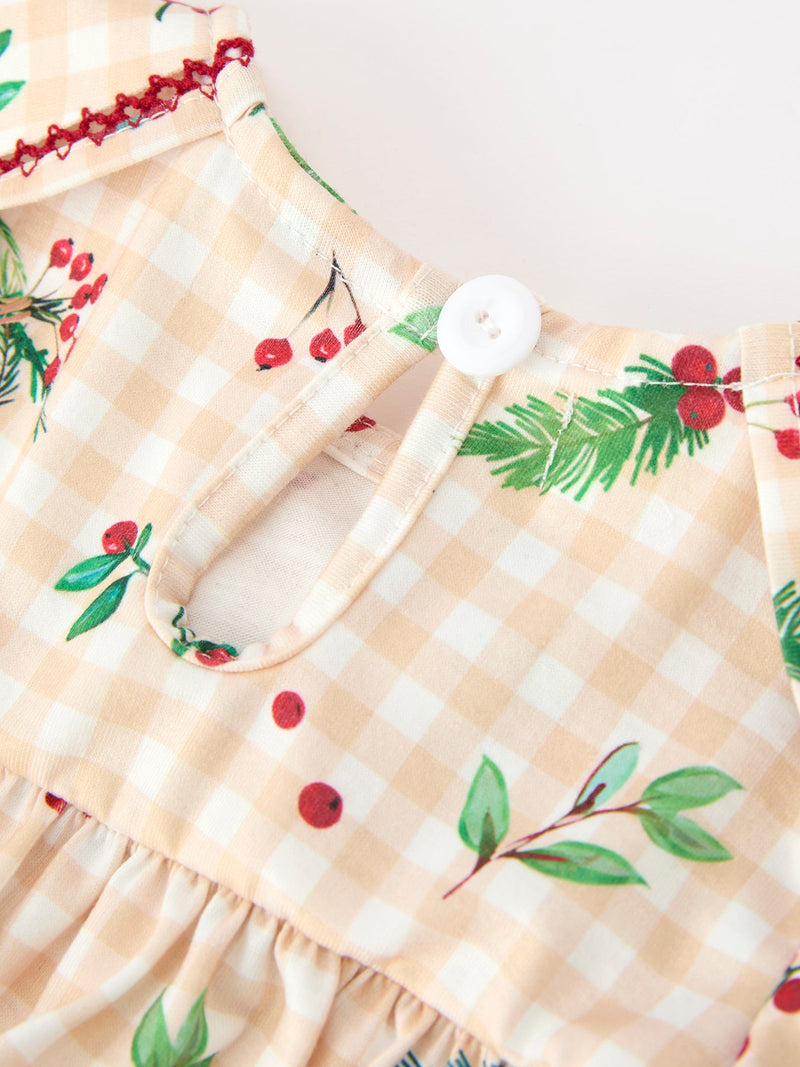 Fall Gingham Baby Bloomer Set Ruffle Collar Bow - 4