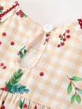 Fall Gingham Girls Dress Ruffle Collar Bow - 5