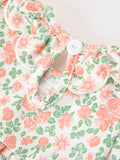 Fall Blush Floral Baby Romper Smocked Petal Collar - 5