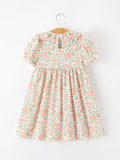 Fall Blush Floral Girls Dress Smocked Petal Collar - 2