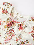 Fall Garden Baby Romper Smocked Petal Collar Bow - 3
