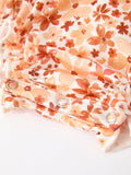 Fall Rust Floral Baby Romper Smocked Petal Collar - 5