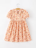 Fall Rust Floral Baby Girls Dress Smocked Petal Collar - 2