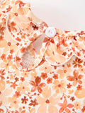 Fall Rust Floral Baby Girls Dress Smocked Petal Collar - 4