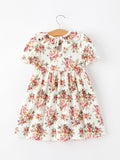 Fall Garden Girls Dress Smocked Petal Collar Bow - 2
