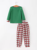 Christmas Tree Plaid Boys Set Long Sleeve Top Pants - 2