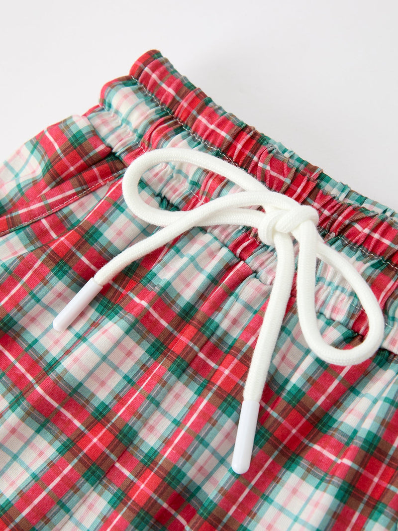 Christmas Tree Plaid Boys Set Long Sleeve Top Pants - 3