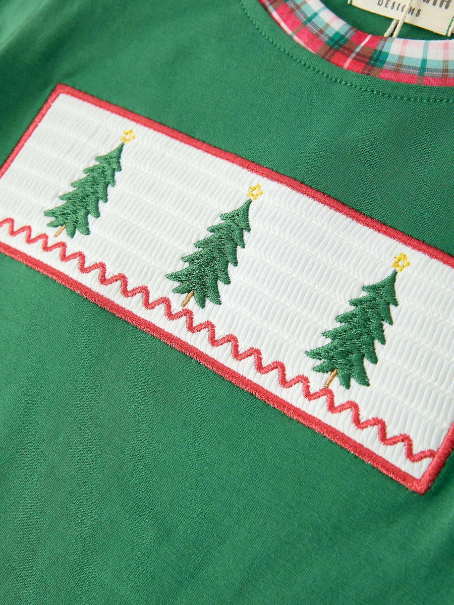 Christmas Tree Plaid Boys Set Long Sleeve Top Pants