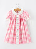 Halloween Ghost Embroidered Girls Dress Peter Pan Collar Bow - 1