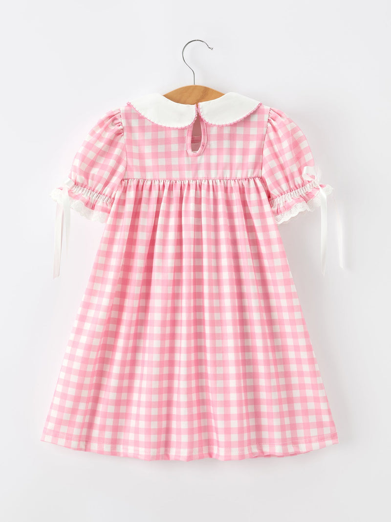Halloween Ghost Embroidered Girls Dress Peter Pan Collar Bow - 2