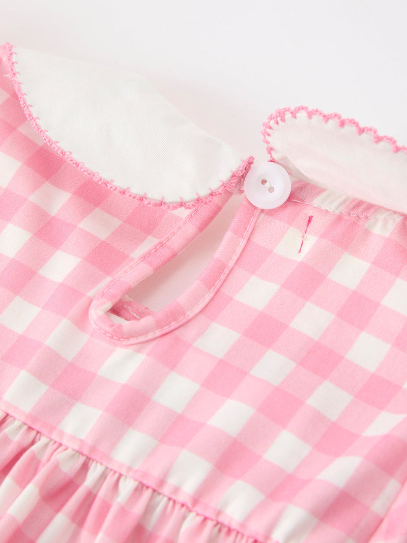 Halloween Ghost Embroidered Girls Dress Peter Pan Collar Bow - 4