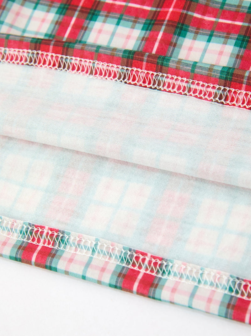 Christmas Tree Plaid Girls Dress Petals Collar Ruffle - 5