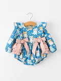 Fall Cat Print Girls Long Sleeve Romper - 6