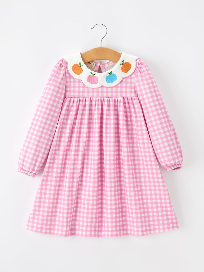 Thanksgiving Halloween Pumpkin Embroidery Girls Dress - 1