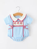 Christmas Santa Embroidered Boys Jon Jon Peter Pan Collar - 1