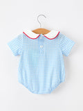 Christmas Santa Embroidered Boys Jon Jon Peter Pan Collar - 2
