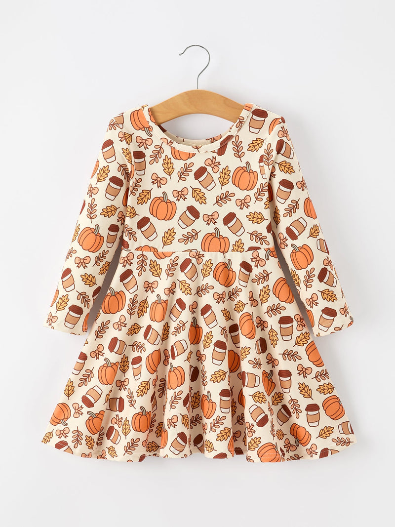 Thanksgiving Pumpkin Pie Girls Twirl Dress - 1
