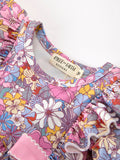 Fall Vintage Floral Print Girls Long Sleeve Romper - 9