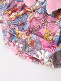 Fall Vintage Floral Print Girls Long Sleeve Romper - 11