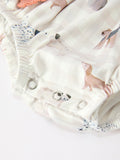 Fall Plaid Dog Print Girls Long Sleeve Romper - 10