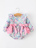 Unicorn Floral Print Girls Long Sleeve Romper - 7