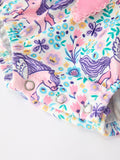 Unicorn Floral Print Girls Long Sleeve Romper - 11
