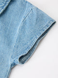 Baby Denim Romper Short Sleeve Polo Bodysuit - 4