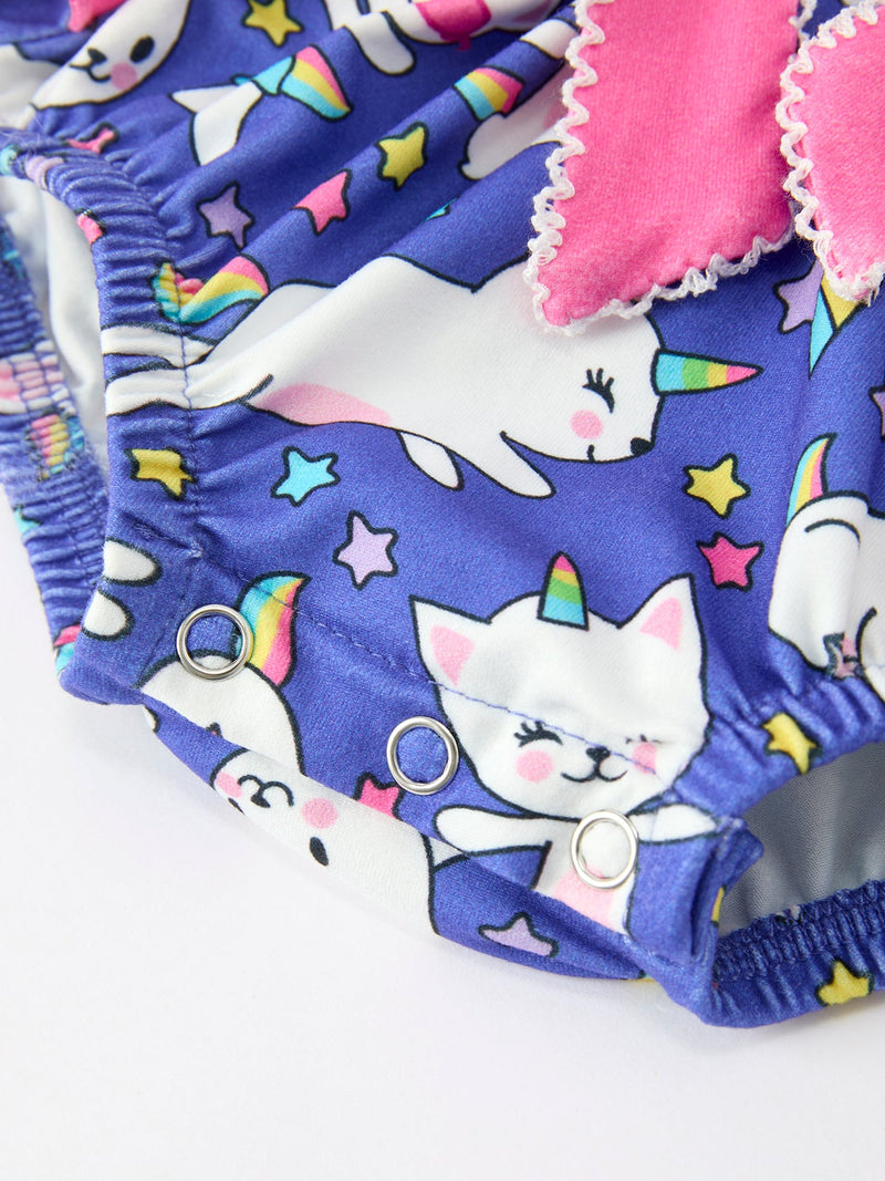 Halloween Ghost Cat Print Girls Long Sleeve Romper - 5