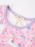 Pink Unicorn Girls Pocket Dress Rainbow Star Print - 3