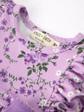Fall Lavender Floral Print Girls Long Sleeve Romper - 10