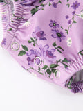 Fall Lavender Floral Print Girls Long Sleeve Romper - 12