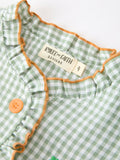 Fall Plaid Girls Dress Pumpkin Applique Ruffle Button Dress - 3
