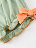 Fall Plaid Baby Girl Outfit Set Pumpkin Applique Ruffle Top Bloomer - 6