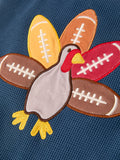 Thanksgiving Turkey Applique Baby Waffle Romper Sleeveless - 4