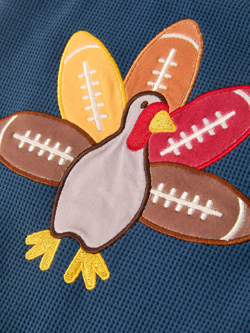 Thanksgiving Turkey Applique Baby Waffle Romper Sleeveless - 4