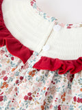 Fall Pumpkin Embroidery Baby Girl Outfit Set Red Bloomer Set - 4