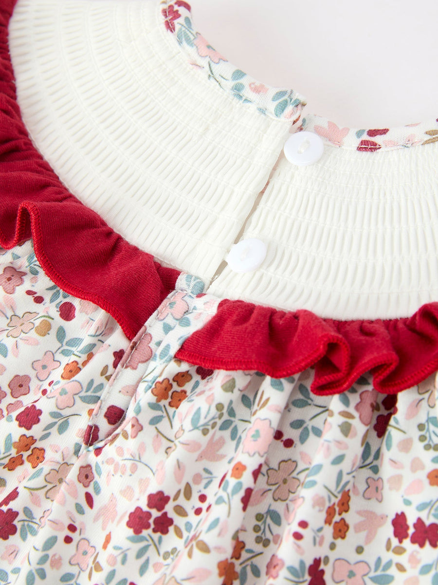 Fall Pumpkin Embroidery Baby Girl Outfit Set Red Bloomer Set
