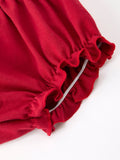 Fall Pumpkin Embroidery Baby Girl Outfit Set Red Bloomer Set - 5