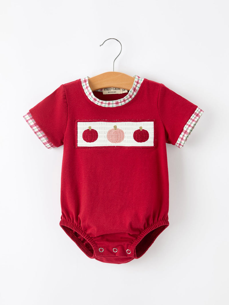 Fall Pumpkin Embroidery Baby Boy Romper - 1