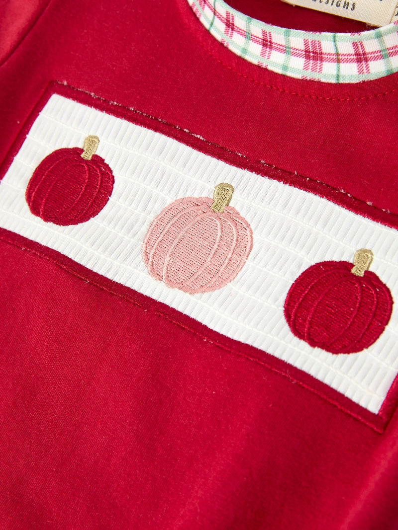 Fall Pumpkin Embroidery Baby Boy Romper - 4