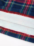 Fall Plaid Girl Dress Petal Collar Puff Sleeve Long Sleeve - 4