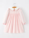 Pink Duck Embroidered Baby Girl Dress Peter Pan Collar Bow Dress - 2