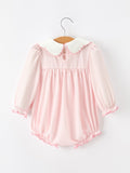 Pink Duck Embroidered Baby Girl Romper Ruffle Collar - 2